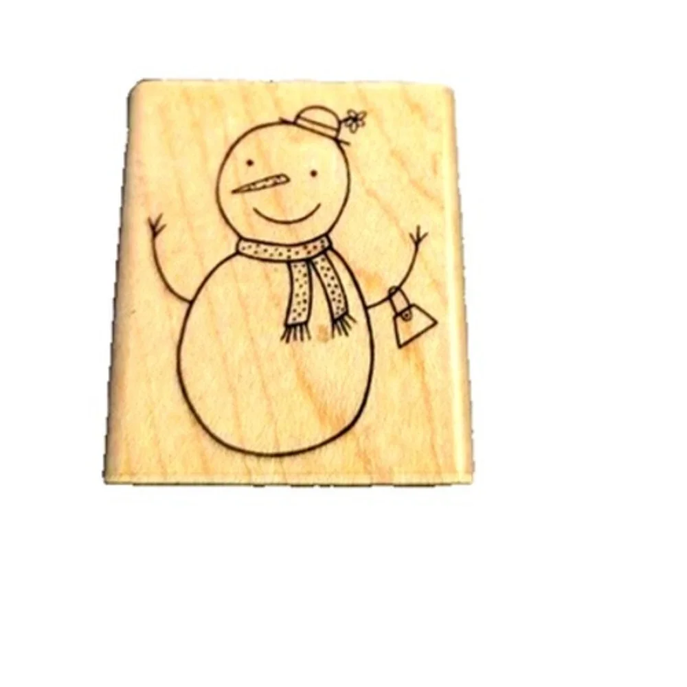 A Muse Artstamps Snow Lady 2176E Snowman Rubber Stamp Wood #A89